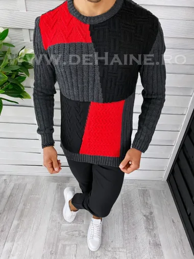 Pulover barbati gros slim fit gri inchis T3611 P18-3.2